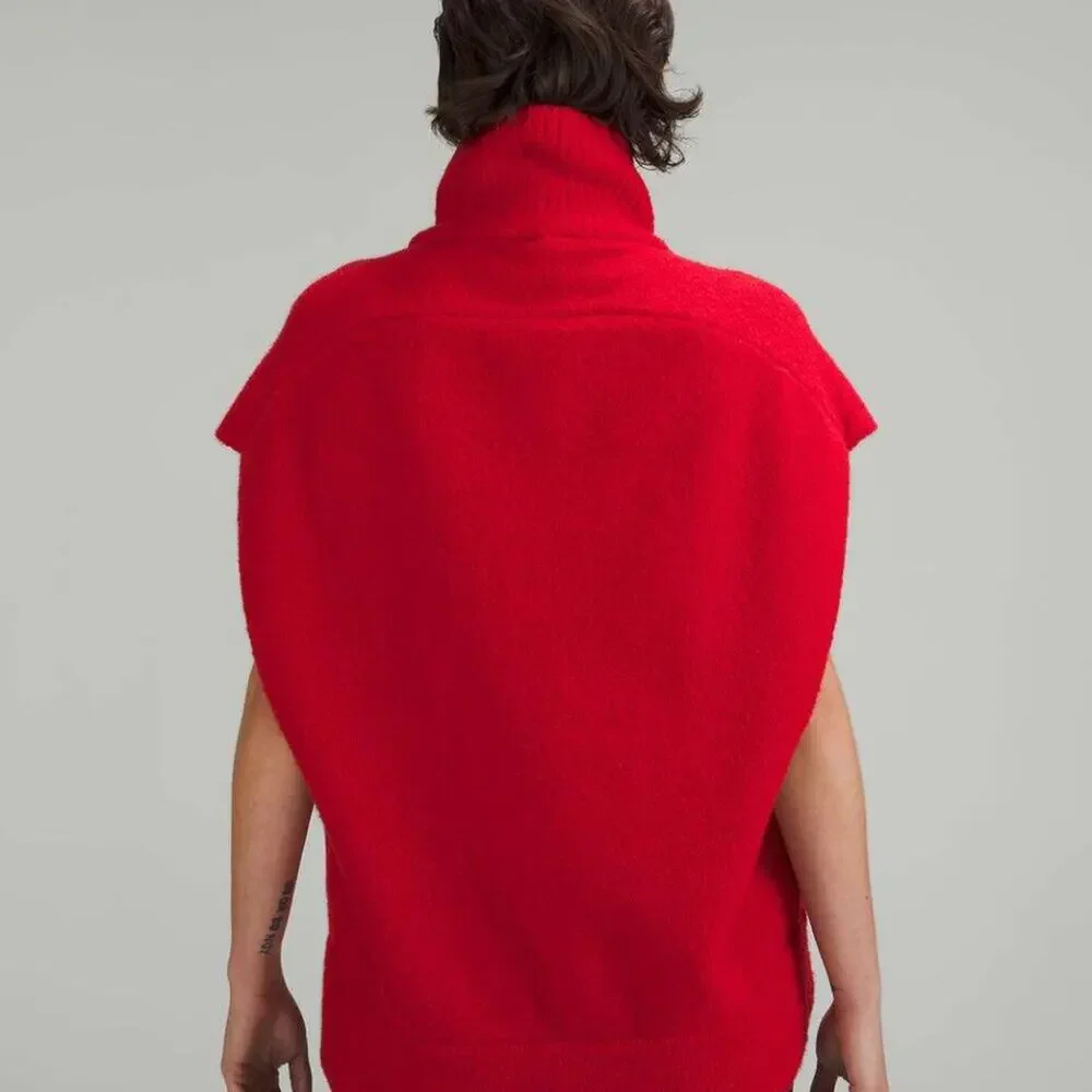 Lululemon Brushed Cotton Merino Wool Sweater Tunic Carnation Red Size 16 $178
